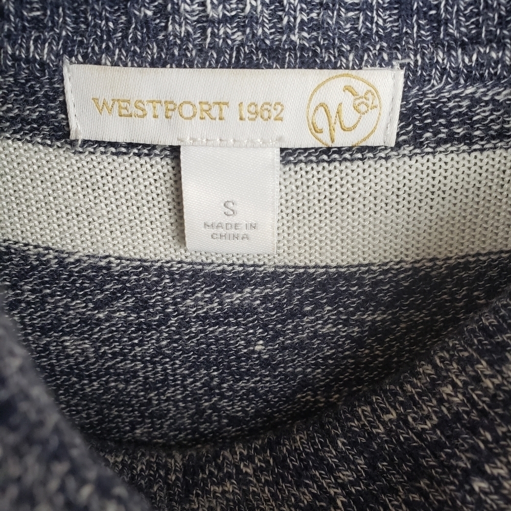 Westport 1962 Blue and White Long Sleeve Turtleneck Midi Dress Sz S - Picture 5 of 7
